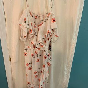 NEW White and Coral Maxi Dress